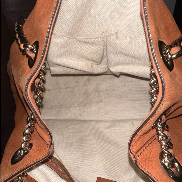GUCCI Soho Chain Nubuck Orange Leather Tote - Picture 3 of 15